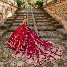 PR30139 Ruby/Gold 22 Fall 2023 Red And Gold 15 Dresses, Gold 15 Dresses, Masquerade Quinceanera, Pastel Prom Dress, Plus Prom Dresses, Quinceanera Dresses Red, Floral Ball Gown, Purple Quinceanera Dresses, Quinceanera Photoshoot