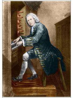 an old painting of a man playing the piano