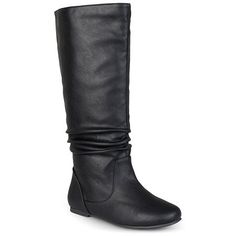 Show off classic style in women's flat riding boots by Journee Collection. These autumn boots feature faux leather with a subtle slouchy design at the ankles.Features: BuckleShoe Heel Height: FlatUpper/Outer Base Material: 100% PolyuretheneSole Material Content: 100% Thermoplastic-RubberToe Type: Closed Toe, Round ToeHeel Style: Flat HeelCountry of Origin: Imported Flat Riding Boots, Autumn Boots, Slouch Boots, Slouched Boots, Boots Fall, Journee Collection, Boots Black, Womens Flats, Riding Boots