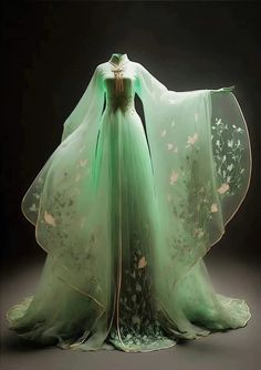 Gaun Tulle, Dream Prom, Old Fashion Dresses, Green Gown, Butterfly Dress