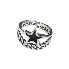 star chain double ring boogzel clothing Grunge Ring, Y2k Rings, Grunge Accessories, Artsy Outfit, Ring Gifts, Suwon, Star Chain, Vintage Punk, Cuff Rings