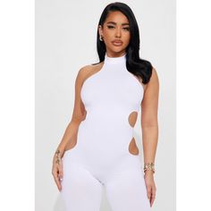 Seamless Jumpsuit Halter Mock Neck Cut Out Backless Skinny Leg Stretch 95% Nylon 5% Spandex Imported Fashion Nova White Cutout Fitted Bodysuit, Fitted White Cutout Bodysuit, White Sleeveless Cutout Bodysuit, Seamless Jumpsuit, Fashion Nova Jumpsuit, 70 Fashion, Gal Gadot Wonder Woman, Fashion Nova Pants, Long Romper