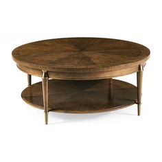 Toulouse Round Cocktail Table-Jonathan Charles-JCHARLES-500359-WTL-Coffee Tables-1-France and Son Cocktail Table Styling, Round Walnut Coffee Table, Round Coffee Table Modern, Round Cocktail Tables, Mid Century Modern Wood, English Furniture, Walnut Coffee Table, Coffee Tables For Sale, Solid Wood Coffee Table