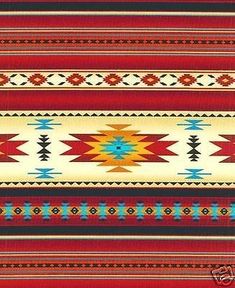 a red, yellow and blue southwestern style rug