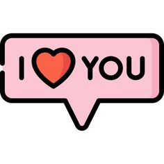 the word i love you in a speech bubble with a heart on it's side