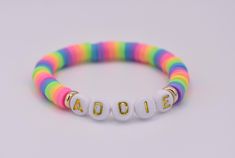 P R O D U C T  -  D E T A I L S   *Please note each bracelet is sold separately. Please add each bracelet style to your cart separately before checking out. They will be sent to you as one order. If you want a custom color, color mix, or multiple bead colors, please message me. Please message me for bulk order discounts.  - Choose your colors, your sizes, and any words/letters/names/initials/dates/phrases!  This is the perfect gift for yourself or someone else! BFF Bracelets | Teachers | Mama-to-be | baby shower gift/favors | bridal shower gifts/favors | bachelorette party | girls' trip | party favors | kids names | Mother's Day gift | bridal party gifts | Bride-to-be | initials | wedding date | birth dates | gifts for clubs, sports, sororities | Motivational words or phrases | Options are Handmade Fun Name Bracelet For Birthday, Fun Handmade Name Bracelet For Birthday, Handmade Stretch Bracelet For Birthday, Cute Colorful Bracelets For Birthday, Colorful Cute Bracelets For Birthday, Cute Colorful Bracelets For Birthdays, Colorful Cute Bracelets For Birthdays, Multicolor Fun Stretch Bracelet For Birthday, Fun Multicolor Stretch Bracelet For Birthday