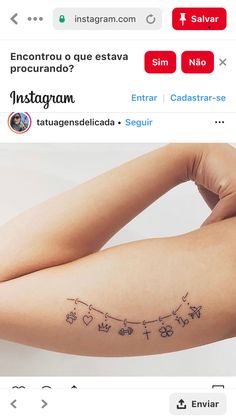 a woman's arm with an instagram message on the left side of her right arm