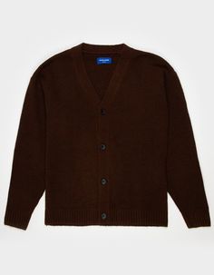 Jack & Jones Ollie Cardigan. Solid Color Cardigan Sweater. Button Front Closure. V-Neckline. Ribbed At Neckline, Cuffs And Hem. 51% Polyester 41% Acrylic 5% Wool 3% Elastane. Machine Wash. Imported. Brown V-neck Winter Outerwear, Brown V-neck Outerwear With Button Closure, Brown Relaxed Fit V-neck Cardigan, Brown V-neck Relaxed Fit Cardigan, Relaxed Fit V-neck Winter Outerwear, Winter V-neck Relaxed Fit Outerwear, Brown V-neck Outerwear For Work, Classic V-neck Outerwear With Button Closure, Brown V-neck Cardigan For Work