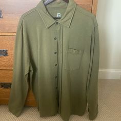 Men’s Overland Thick Soft Button Up Shirt With Pockets. Olive Green. Color More Olive In Person That Photos. Super Soft But Heavy Weight. New Without Tags. Affordable Green Flannel Shirt, Cheap Classic Khaki Shirt, Cheap Casual Khaki Camp Shirt, Cheap Khaki Button-up Camp Shirt, Cheap Khaki Collared Short Sleeve Shirt, Cheap Green Shirt With Spread Collar, Cheap Green Flannel Shirt, Casual Green Short Sleeve Shirt, Green Short Sleeve Camp Collar Shirt