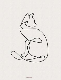 a black and white line drawing of a cat