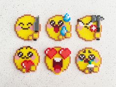 Emoji-3D Pixel Perler Beads Art. Can be Fridge Magnet, Keychain, Phone Charm, and Badge! --Size-- Each product (Plain) measures roughly 2 inches tall by 2 inches wide. Each product (Plain) measures roughly 5 cm tall by 5 cm wide. --Multiple finishes--  Plain: just keep it simple Magnet: a black magnet Keychain: a simple iron ring Phone charm: a black mobile phone strap Badge: a small white safety Pin-Brooch --Customized-- Don't hesitate to contact me on Etsy or by email at csyclara0122@gmail.com Yellow Perler Beads Ideas, People Perler Bead Patterns, Emoji Perler Beads, Pixel Emoji, Emoji Pixel Art, Perler Magnets, Perler Bead Magnets, Pixel Art Mini, Perler Beads Art