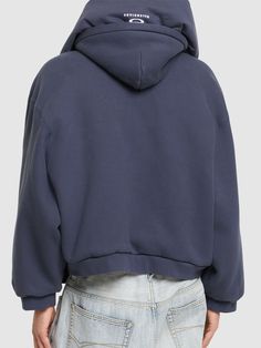 Non-detachable hood. Front zip closure. Elastic cuffs and hem. Two front pockets. Model is wearing a sizeM Casual Streetwear Hoodie With Zip Cuffs, Streetwear Hoodie With Zip Cuffs, Streetwear Long Sleeve Hoodie With Zip Cuffs, Streetwear Hoodie With Zip Cuffs And Long Sleeves, Long Sleeve Hoodie With Zip Cuffs For Streetwear, Fall Streetwear Hoodie With Zip Cuffs, Casual Streetwear Hooded Jacket With Zip Cuffs, Casual Hooded Jacket With Zip Cuffs For Streetwear, Long Sleeve Hooded Jacket With Zip Cuffs For Streetwear