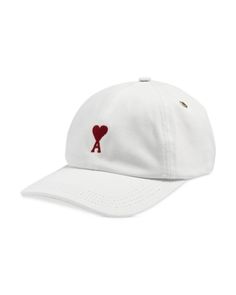 Ami Cotton Adc Embroidered Cap White Hat With Embroidered Logo And Curved Visor, White Embroidered Cotton Baseball Cap, Spring White Dad Hat With Embroidered Logo, White Embroidered Curved Brim Hat, White Cap With Embroidered Logo, White Embroidered Hat With Curved Brim, White Dad Hat With Embroidered Logo For Spring, White Curved Brim Hat With Embroidery, White Hat With Embroidered Logo