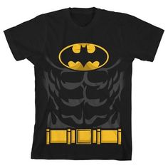 Take on the role of the Caped Crusader with this boy’s tee. The design on this shirt matches Batman’s costume. His logo is at the top of the tee while underneath are the hero’s abs seen through the suit. The bottom of the shirt show’s Batman’s yellow utility belt. This shirt makes superhero dress up a daily affair. Make a young Batman fan’s day with this tee. Black Superhero T-shirt For Fans, Black Superhero T-shirt With Character Print, Black Superhero T-shirt Fan Merchandise, Black Superhero Fan Merchandise T-shirt, Superhero Character Print T-shirt For Fan Conventions, Superhero T-shirt With Front Print, Superhero Character Print Tops For Fan Conventions, Pre-shrunk Superhero T-shirt For Fan Conventions, Superhero Pre-shrunk T-shirt For Fan Conventions