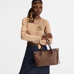 LOUIS VUITTON® - Neverfull Pm - Ebène Louis Vuitton Bag Outfit, Louis Vuitton Neverfull Pm, Lv Damier, Louis Vuitton Gifts, Colorful Textiles, Stole Scarf, Leather Denim, Louis Vuitton Official, Classic Bags