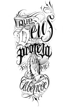 a tattoo design with the words and praying hands