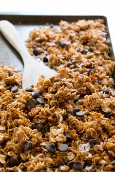 Coconut Pecan Chocolate Chip Granola Chocolate Chip Granola Recipe, Pecan Chocolate, Coconut Pecan, Granola Recipes, Make Ahead Breakfast, Homemade Granola, 5 Ingredient