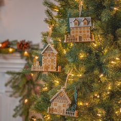 a christmas tree with ornaments hanging from it