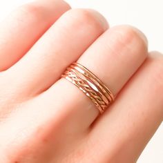 Stacking Ring Set Rose Gold Stacking Rings Rose Gold Filled | Etsy Gold Stacking Rings, Rings Rose Gold, Rose Gold Ring Set, Dainty Rose, Gold Bond, Stacking Ring Set, Textured Ring, Gold Ring Sets, Gold Filled Ring