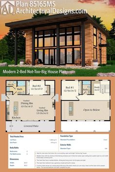 the floor plan for a small house with two lofts