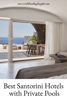 santorini hotel room with private pool and sunset view Hotels Aesthetic