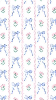 a pattern with blue and pink flowers on a white background