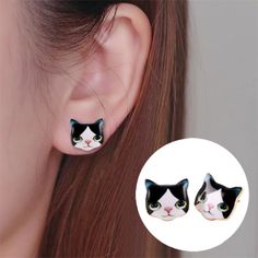 Cute Stud Cat Earrings. Trendy Cat Ears Earrings As Gift, Trendy Cat Ears Earrings For Gift, Cute Cat Ears Earrings With Cat Print, Cat Earrings Studs, English Bull Terriers, Animal Earrings, Party Earrings, Women Party, Cat Earrings