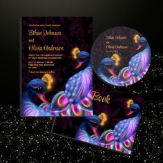 a cd cover with an image of a peacock in purple and gold on the front