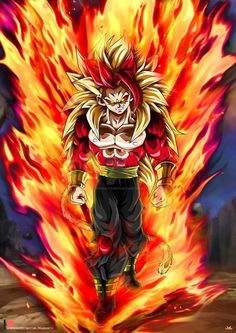 gohan from dragon ball super broly is shown in front of a blazing background