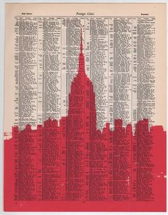 a red and white poster with the names of different cities in each country on it