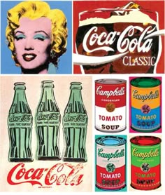 an advertisement for coca - cola, with the image of marilyn monroe and two cans of soda