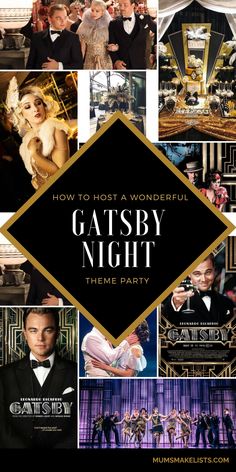 Images from The Great Gatsby movie and Broadway stage show Formal Party Themes, Great Gatsby Party Ideas, Ball Themes, Gatsby Party Decorations, Great Gatsby Themed Party, Thanksgiving Games For Kids, Jay Gatsby