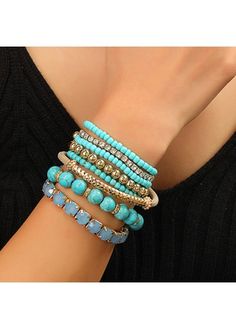 Color:Mint Green;Package Contents:1 X Bracelet;Occasion:Other; Bohemian Stretch Bracelet With Round Beads For Parties, Trendy Turquoise Bracelets For Party, Trendy Blue Beaded Bracelets For Party, Trendy Turquoise Beaded Stretch Bracelet, Bohemian Turquoise Bracelet For Party, Blue Bohemian Stretch Bracelet For Summer, Bohemian Blue Stretch Bracelet For Summer, Casual Turquoise Jewelry For Party, Blue Beaded Bracelets For Summer Party