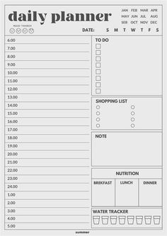 the daily planner is shown in black and white