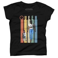 Channel your inner artist with the Black Mom Queen Retro Style Black Woman premium ring spun cotton graphic Girl's t shirt created by duron4 for Design By Humans. It's time to add a pop of color, a splash of humor, and a whole lot of creativity to your day with apparel designed by one of our global artists. We're here to help you find that perfect you style! Queen Tshirt, Artists For Kids, Retro Stripes, Comfort Color, Apparel Design, Black Media, Stripes Design, Girls Shopping, Girls Tshirts