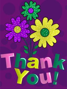 a thank you card with flowers on it