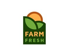 the farm fresh logo is shown in green and orange colors, with leaves on it