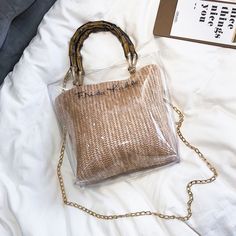 Free U.S. shipping. Style:  , color:Beige, suite for season：Spring, Summer, Autumn ，Anniversary, Big Day, Engagement, Material PVC, Bamboo Handle Clear Bag with Beige Woven Straw Inner Pouch Straw Purse, Hobo Tote Bag, Gray Handbags, Hot Bags, Chain Handbag, Handbag Outfit, Clear Bag, Swimwear Online, Leather Handbags Tote