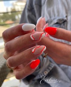 #nails #nailart #nailsofinstagram #u #manicure #beauty #nail #gelnails #nailsoftheday #nailsonfleek #nailstagram #nailsart #nailstyle #instanails #naildesign #acrylicnails #nailsdesign #inspire #naildesigns #love #nailswag #as #nailpolish #nailtech #unhas #gel #nailsnailsnails #nailartist #fashion #gelpolish White Nails Swirl, Nails Swirl, Red And White Nails, Gel Nails Diy, Nails Now