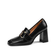 Elegant Platform Loafers For Party, Trendy Formal Platform Loafers With Block Heel, Trendy High Heel Loafers For Office, Elegant Office Platform Loafers, Trendy Square Toe Office Loafers, Trendy Square Toe Platform Loafers For Formal Events, Trendy Square Toe Platform Loafers For Formal Occasions, Trendy Square Toe Platform Loafers For Formal Wear, Chic Platform Loafers With Block Heel