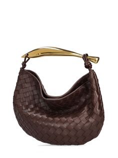 Find BOTTEGA VENETA Small Sardine Leather Top Handle Bag on Editorialist. This BOTTEGA VENETA bag features a single gold-colored metal top handle, a magnetic snap button closure, and is unlined. It measures 20cm in height, 33cm in width, and 4cm in depth. Brown Leather Top, Bottega Veneta Bag, Bottega Veneta Bags, Ski Accessories, Flat Espadrilles, Heeled Loafers, Handle Bag, Charm Earrings, Leather Top