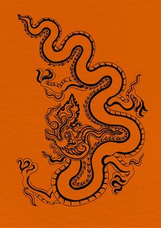 an orange t - shirt with a black dragon on it