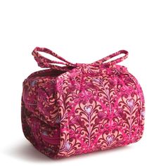 This compact cosmetic case features three zip compartments and a secure zip TPU pocket, perfect for storing your beauty essentials with ease. The elegant tie closure adds a touch of sophistication to your daily routine, making it a stylish addition to your beauty collection. Vera Bradley Wicked All Wrapped Up Cosmetic Bag in Bewitching Pink Wicked Merch, Cool Bags, Designer Cosmetic Bag, Backpack Lunch Bag, Vera Bradley Purses, Overnight Bags, Belt Purse, Stocking Stuffer Gifts, Toiletry Bag Travel