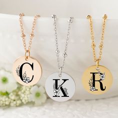 Introducing our personalized initial charm necklace, a captivating piece meticulously crafted with attention to detail. This enchanting necklace holds a world of meaning, as each personalized initial letter is intricately engraved with exquisite multi-toned floral elements. 🌼 These delicate floral designs on the letter of your initial add a touch of beauty and elegance, creating a unique and personalized piece that truly reflects your style. The combination of the engraved initial and the intricate floral elements creates a stunning visual representation of your individuality and connection to nature. Dangling gracefully from a dainty chain, this charm necklace is not only a symbol of your identity but also a timeless accessory that adds a touch of sophistication to any outfit. Express yo Mother's Day Charm Necklaces With Initial Pendant, Mother's Day Initial Pendant Charm Necklaces, Birth Flower Charm Necklace With Initial Pendant For Mom, Mother's Day Initial Pendant Charm Necklace, Sterling Silver Birth Flower Initial Pendant Charm Necklace, Dainty Initial Necklaces As A Gift For Mom, Dainty Initials Necklace For Mom, Sterling Silver Birth Flower Initial Charm Necklace, Mother's Day Sterling Silver Monogram Charm Necklaces