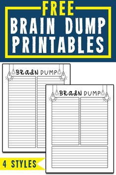 the free brain dump printables are great for kids to practice their writing skills