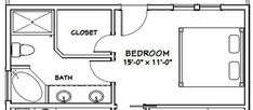 the floor plan for a bedroom and bathroom