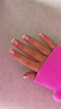 French Chrome Nails, Chrome French Tip Nails, Nails Rosa, Pink Spring Nails, Chrome French Tip, Chrome French, Hoco Nails, Pink Chrome Nails, Trendy Shades