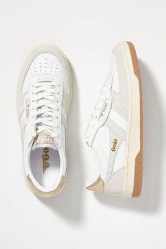 Gola x Anthropologie Hawk Sneakers | Anthropologie Suede Trainers, Fancy Shoes, Shoe Inspo, Everyday Shoes, Tie Styles, Retro Sneakers, White Sneakers, Shoe Shop, Sport Fashion