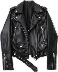 Black Belted Biker Outerwear, Black Biker Outerwear With Belt, Trendy Black Belted Leather Jacket, Belted Black Biker Jacket For Spring, Spring Black Belted Biker Jacket, Winter Biker Style Belted Outerwear, Winter Biker Outerwear With Belt, Winter Black Belted Biker Jacket, Edgy Long Sleeve Belted Biker Jacket