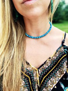 Ocean Blues Heishi Necklace/ Choker ❤️ This fun necklace reminds you of Beach days and fun in the sun! Strung on durable jewelry wire and secured with sterling silver clasps to allow for long lasting color and comfortable wear. 🌴🌈 Special requests are always welcomed 😘 Matching couples necklace, Xmas gift ideas, stocking stuffers, Surfer choker, Surf necklace, Beach Vibes, Good Vibes, Trendy Jewelry Adjustable Blue Jewelry For Vacation, Adjustable Blue Beachy Necklace, Blue Beachy Necklace, Adjustable Single Strand Jewelry For Vacation, Adjustable Vacation Necklaces With Round Beads, Handmade Turquoise Necklace For Summer Beach, Beachy Turquoise Round Bead Jewelry, Beachy Turquoise Round Beads Jewelry, Beachy Turquoise Round Beaded Jewelry